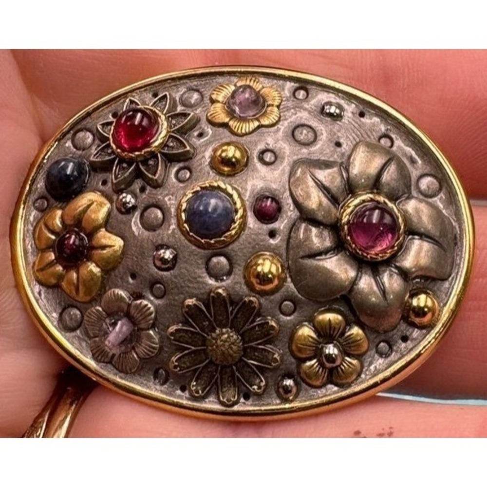 Vintage Michal Golan Brooch Pendant with Amethyst and Garnets